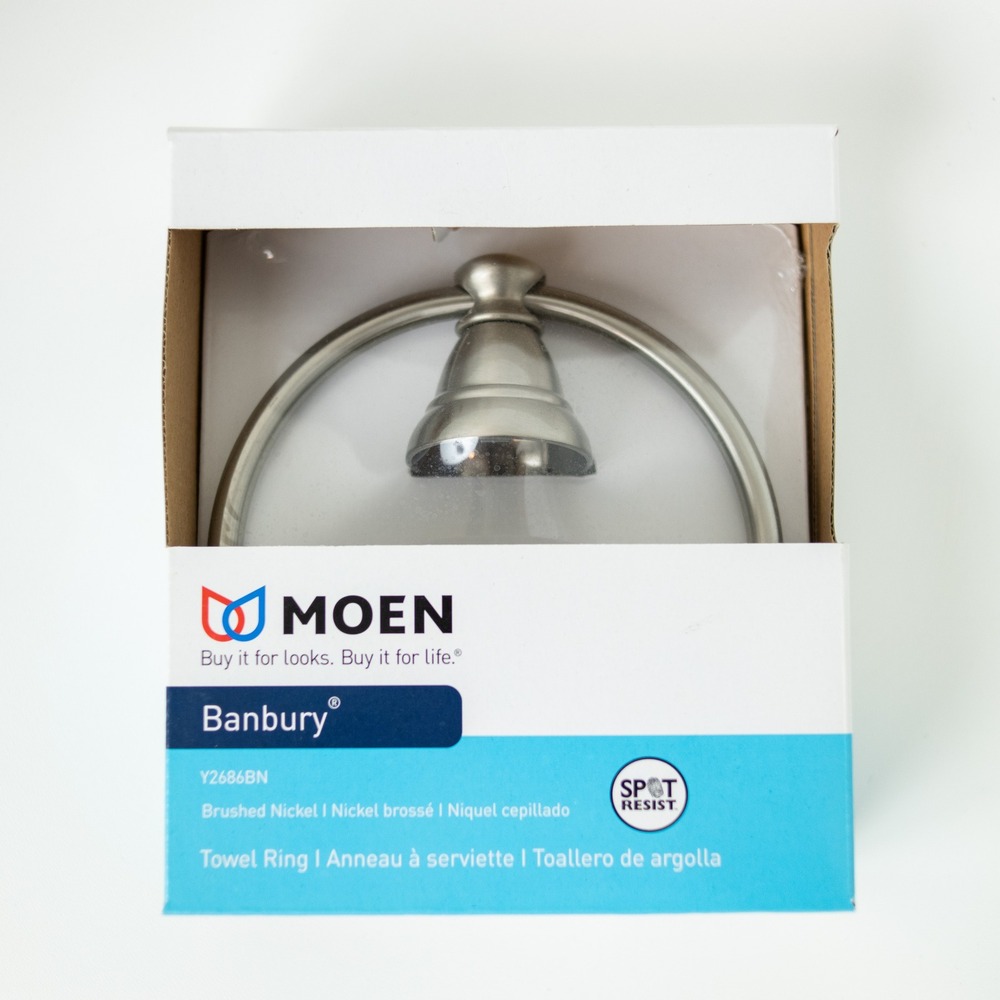 MOEN Banbury Towel Ring Brushed Nickel Spot Resist Y2686BN Bathroom Holder